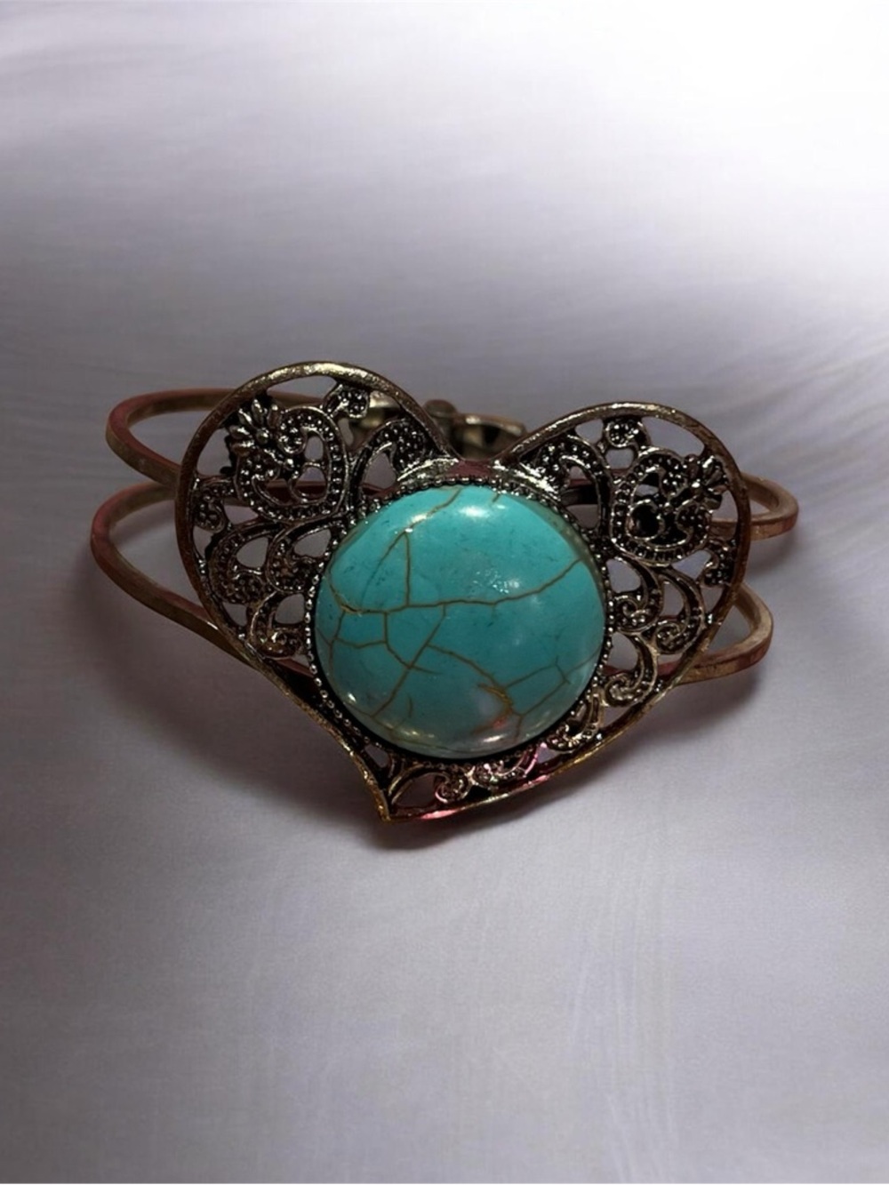 Turquoise Heart Filigree Fashion Bracelet - Women Jewelry